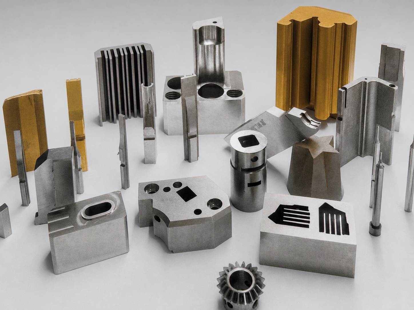 Representative precision mold inserts, cores and machined components