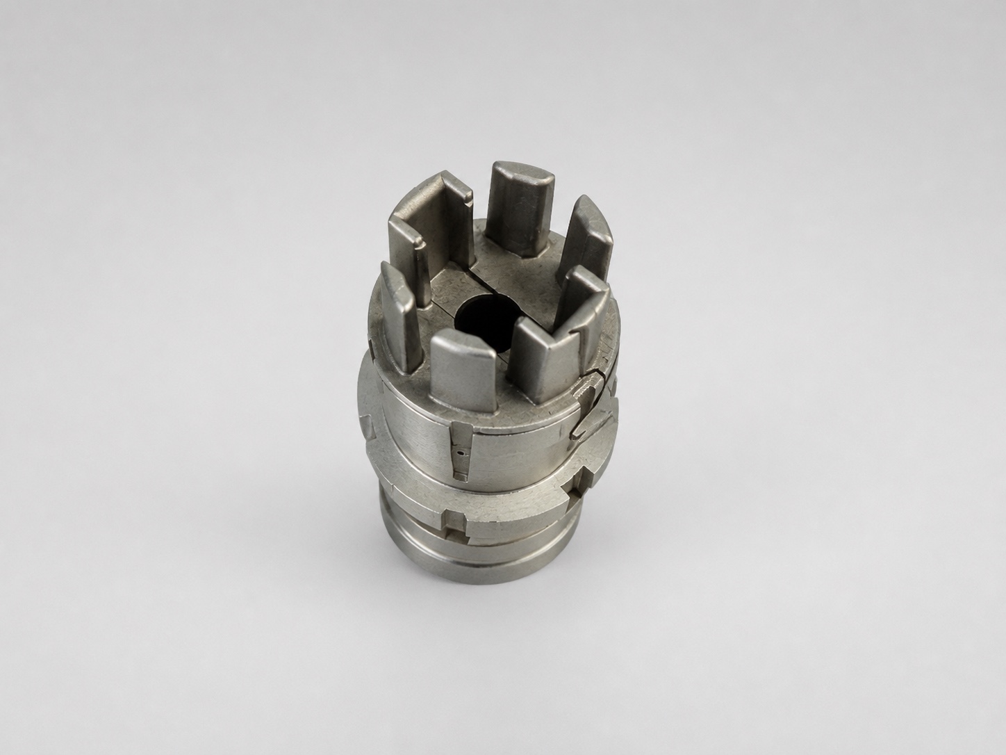 Close view of a complex internal machined profile