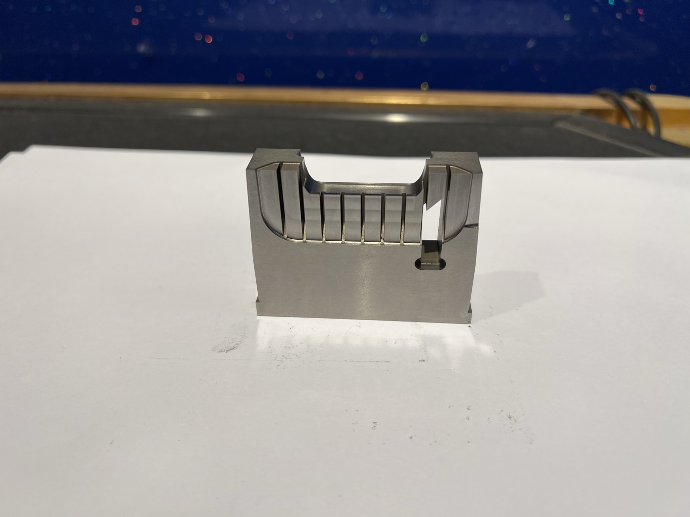 Precision hardened steel mold inserts with ground surfaces and EDM features